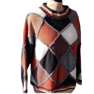 Tony Lambert heavy knit color block sweater Medium